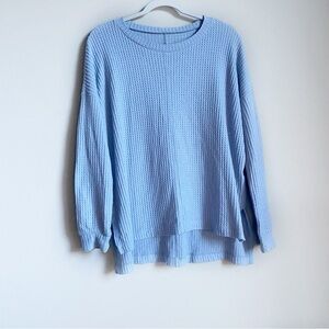 American Eagle Light Blue Waffle Oversized Knit Long Sleeve | US XS | EU 32